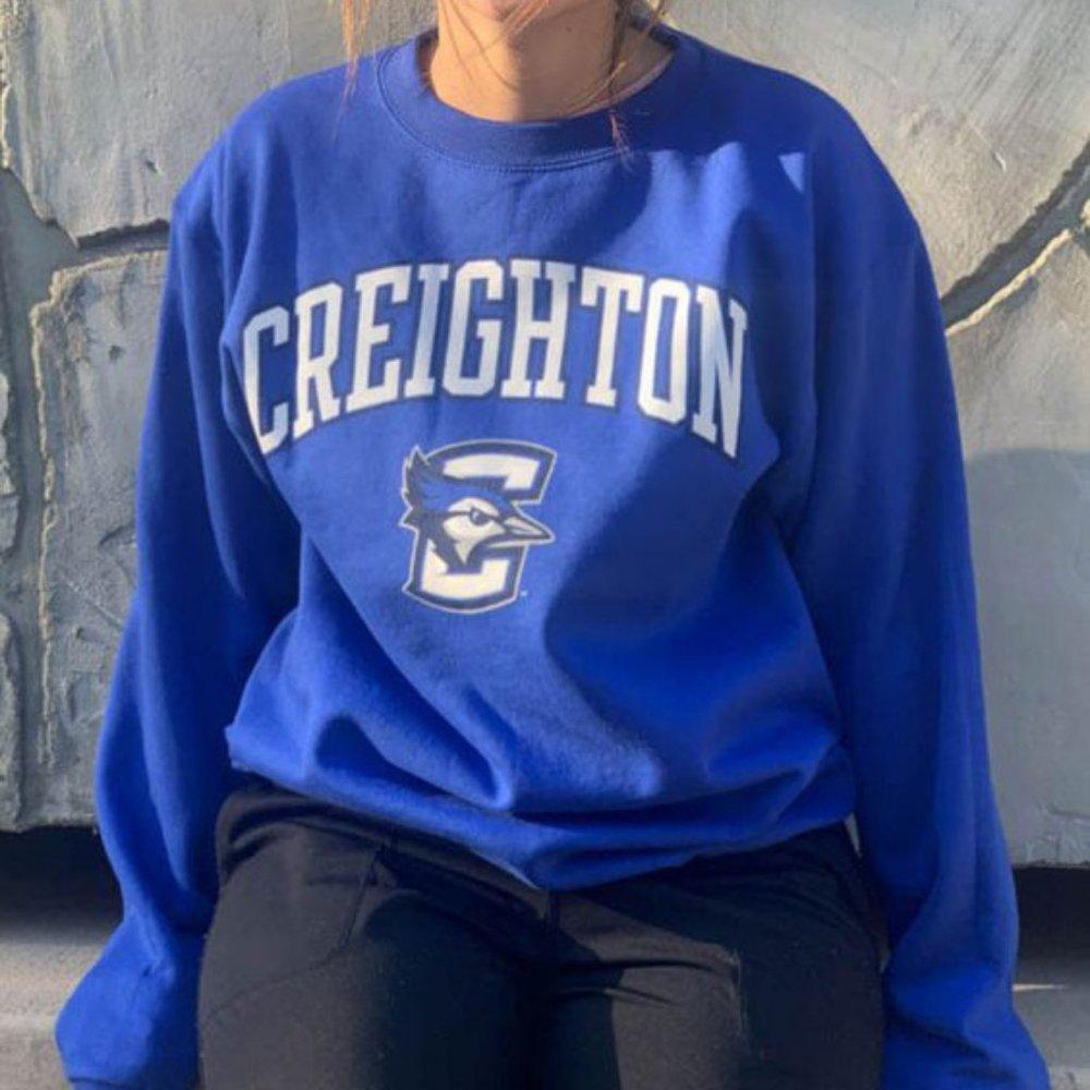 Creighton Bluejays Arch Mascot University Graphic Crewneck Sweatshirt